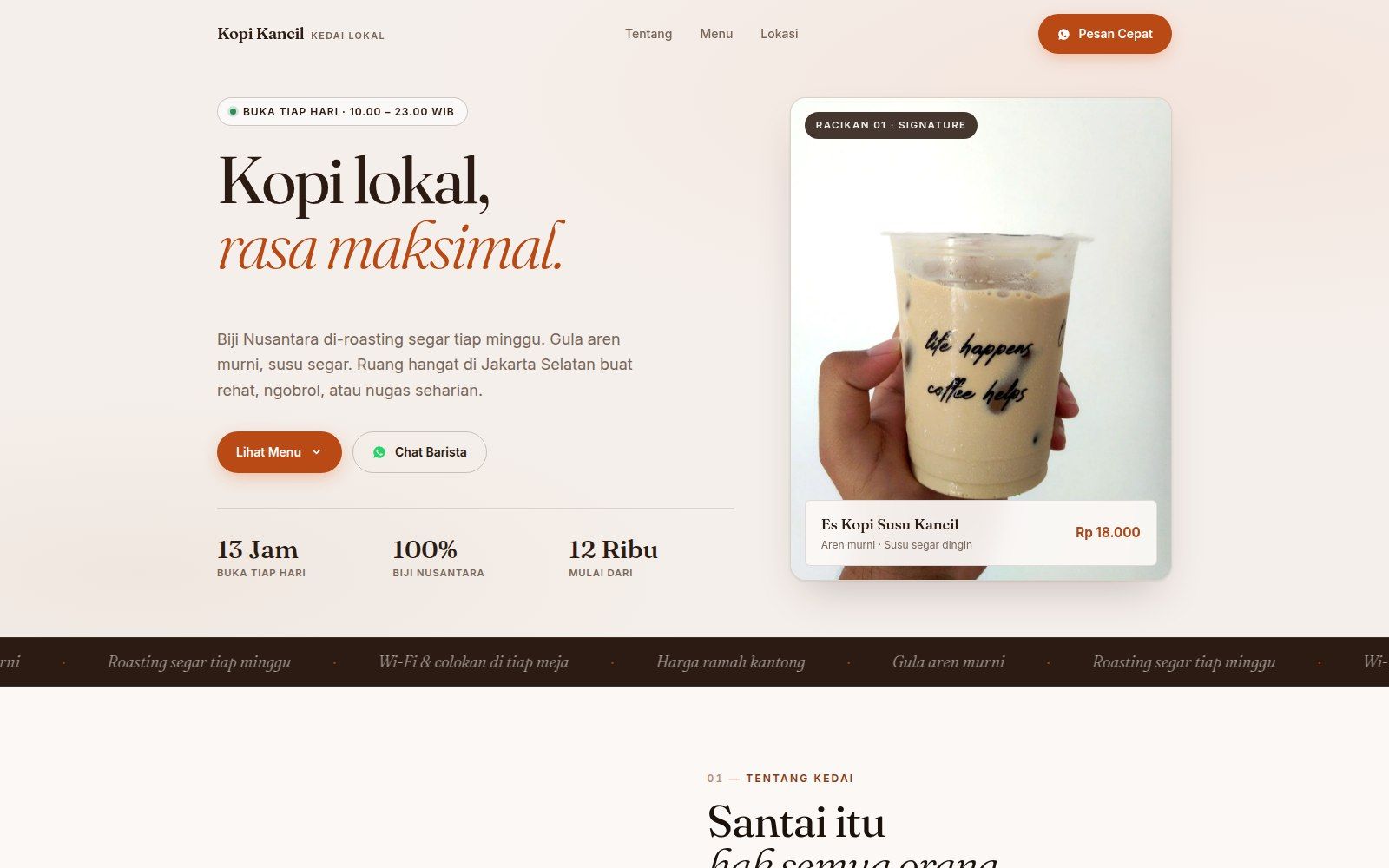 Screenshot Kopi Kancil